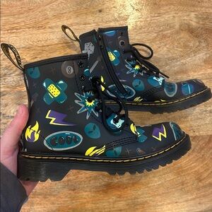 Dr Martens Kids 1460 Sticker Print Leather Lace Up Boots